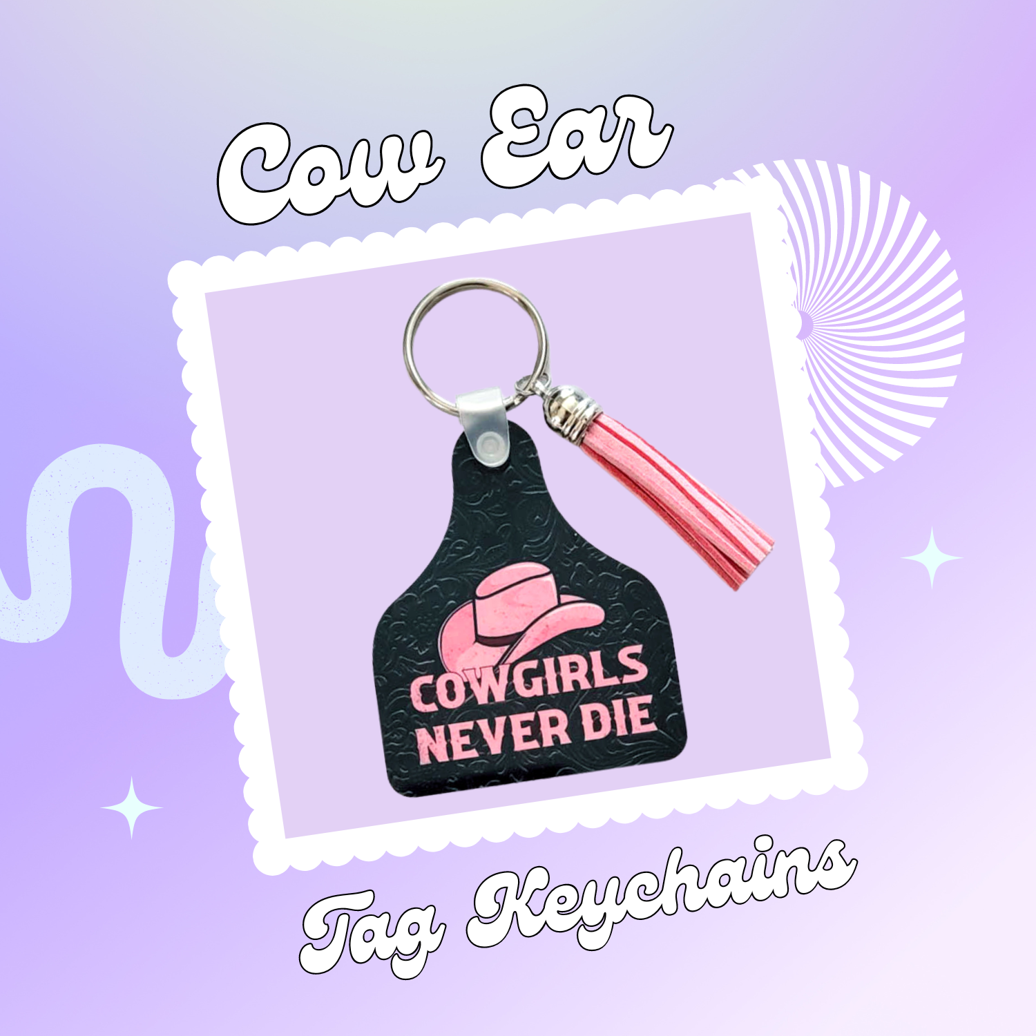 Cow Ear Tag Keychains