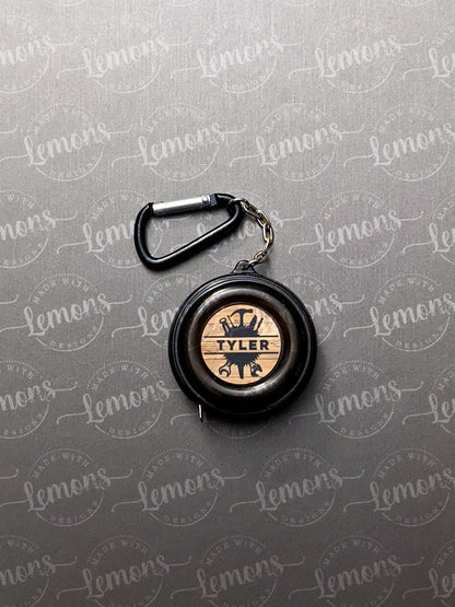 Personalized Pocket Tape Measure with Keychain Carabiner