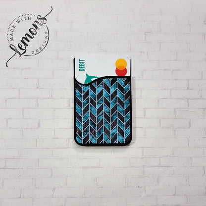 Phone Card Caddy Base with Interchangeable Turquoise and Dark Brown Chevron Insert