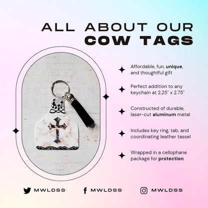 Marble and Cross Aluminum Cow Ear Tag